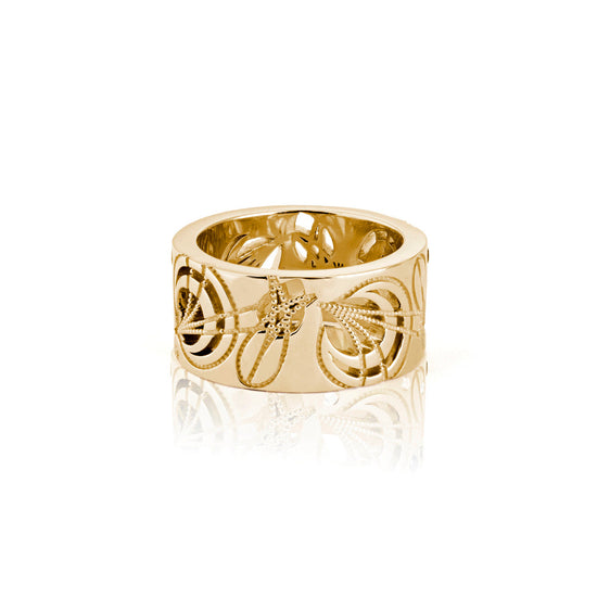yellow gold cigar band-plain- on a white background