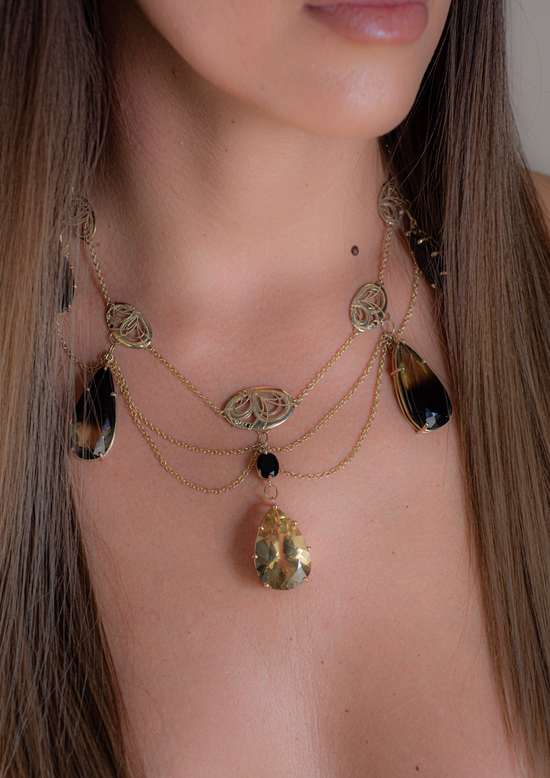 citrine necklace on a model